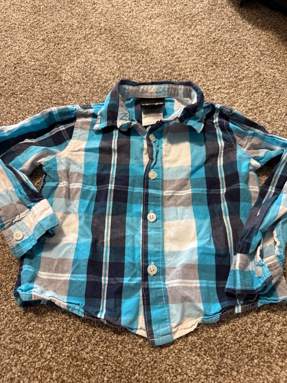 Boys Rock Blue Plaid Button-Up Shirt - Picture 4 of 7